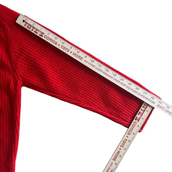 H&M Red Ribbed Turtleneck Sweater Women’s Size L Long Sleeve Knit Pullover - Picture 4 of 7